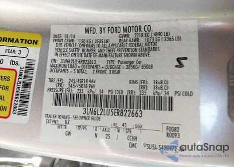 2014 Lincoln Mkz Hybrid из США, поврежденный, VIN 3LN6L2LU5ER822663